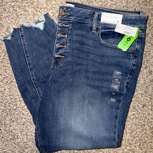 Maurices Dark Blue Button-Fly high rise jegging ankle. Size 24w long
